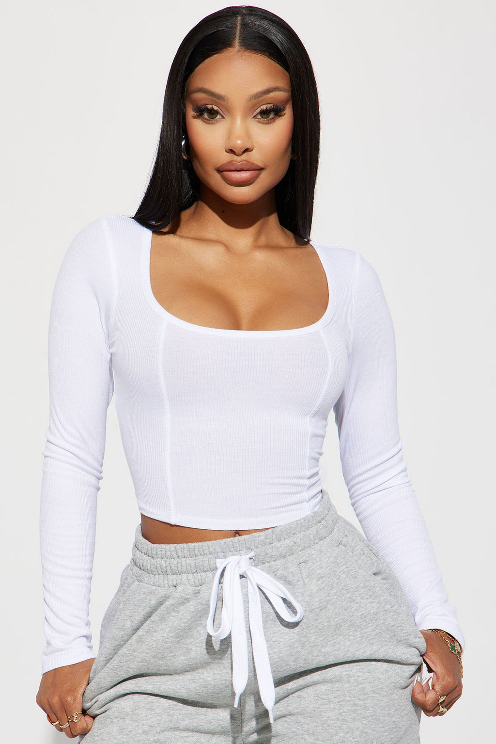 Dana Ribbed Top - White