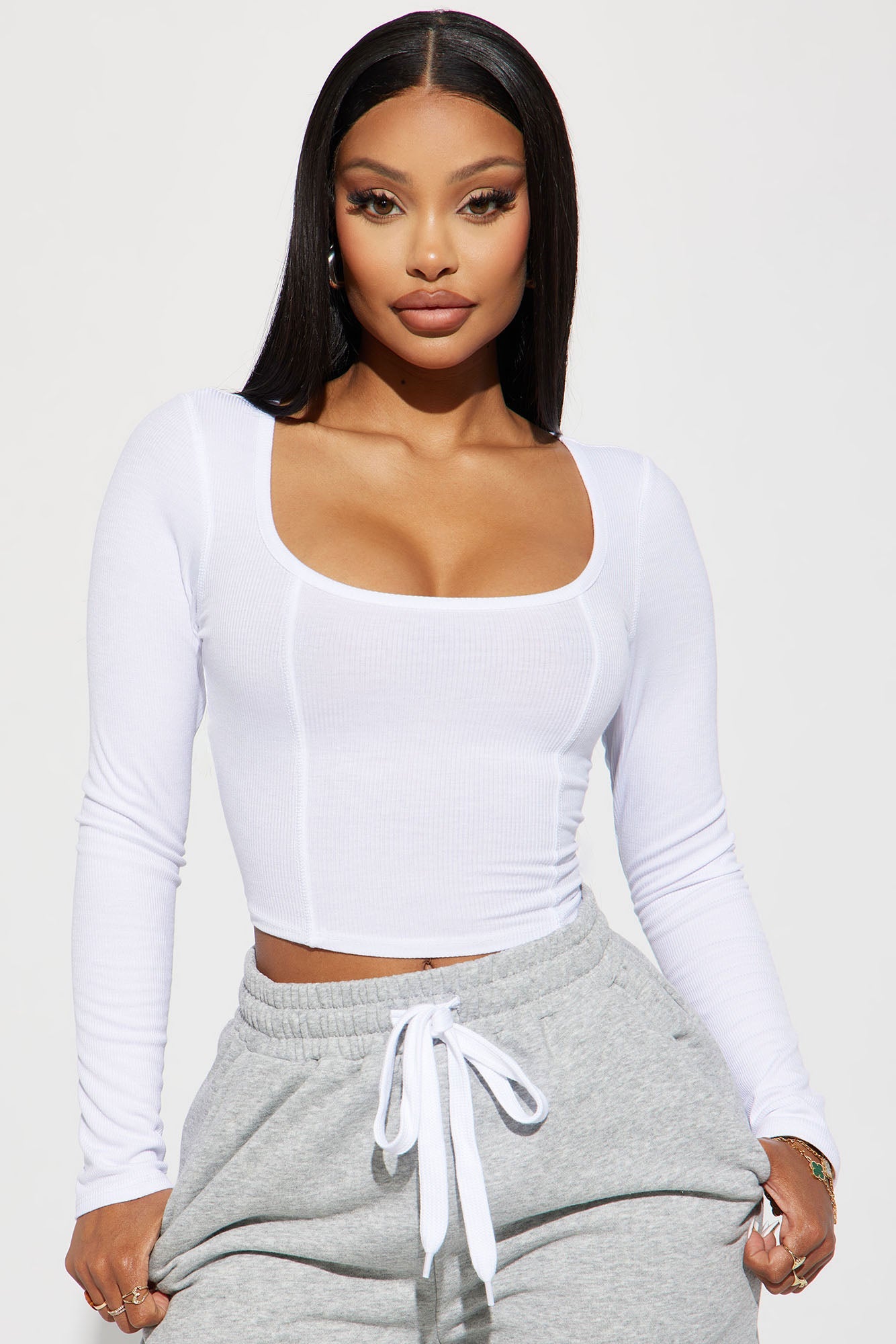 Dana Ribbed Top - White