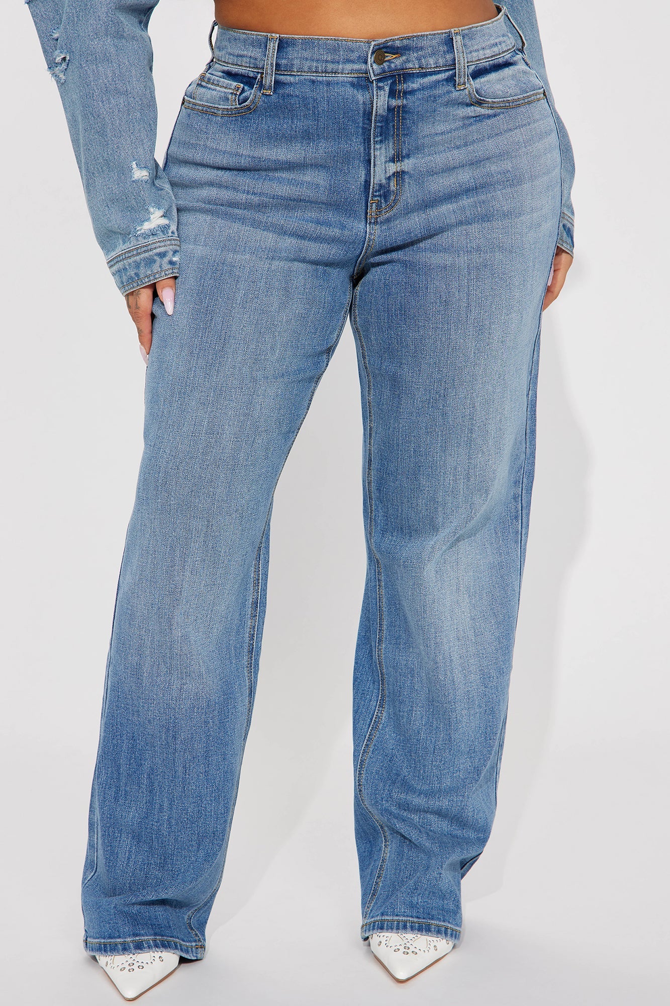 Be Authentic Slouchy Stretch Straight Leg Jeans - Medium Blue Wash