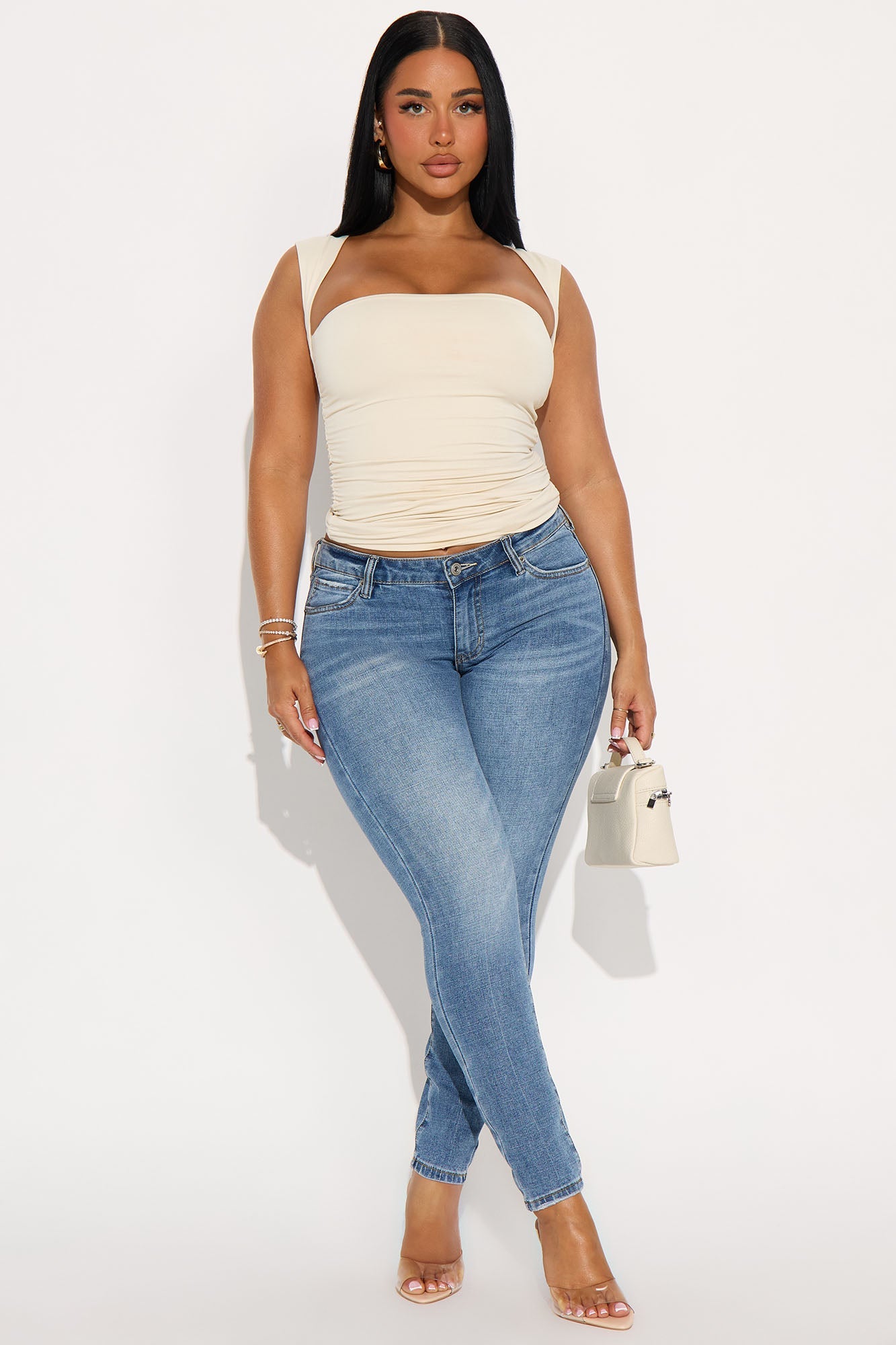 Taking Form Low Rise Skinny Jeans - Medium Wash