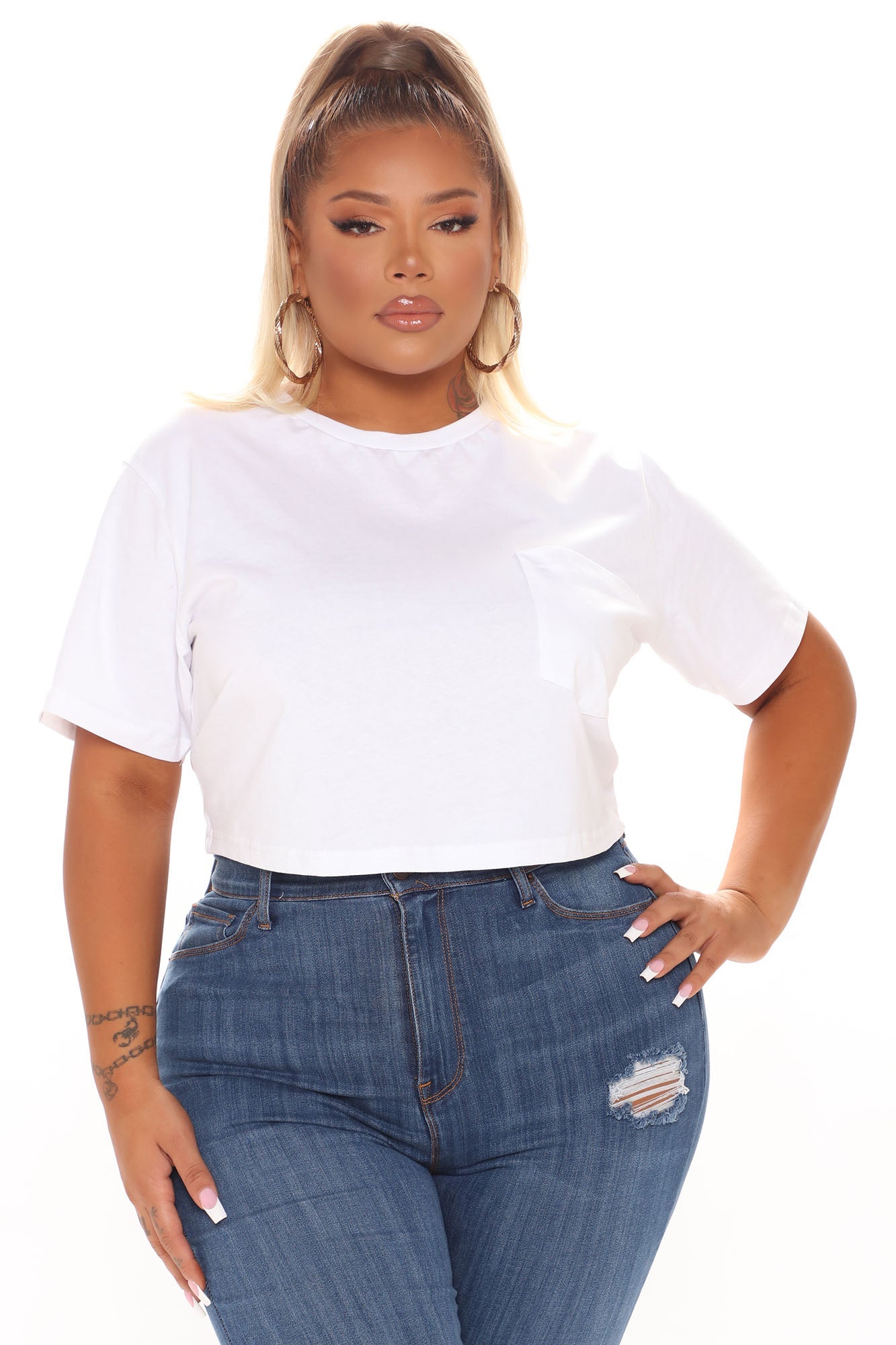 Elisa Relaxed Crop Tee - White