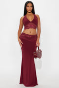 Angelic Energy Lace Skirt Set - Burgundy