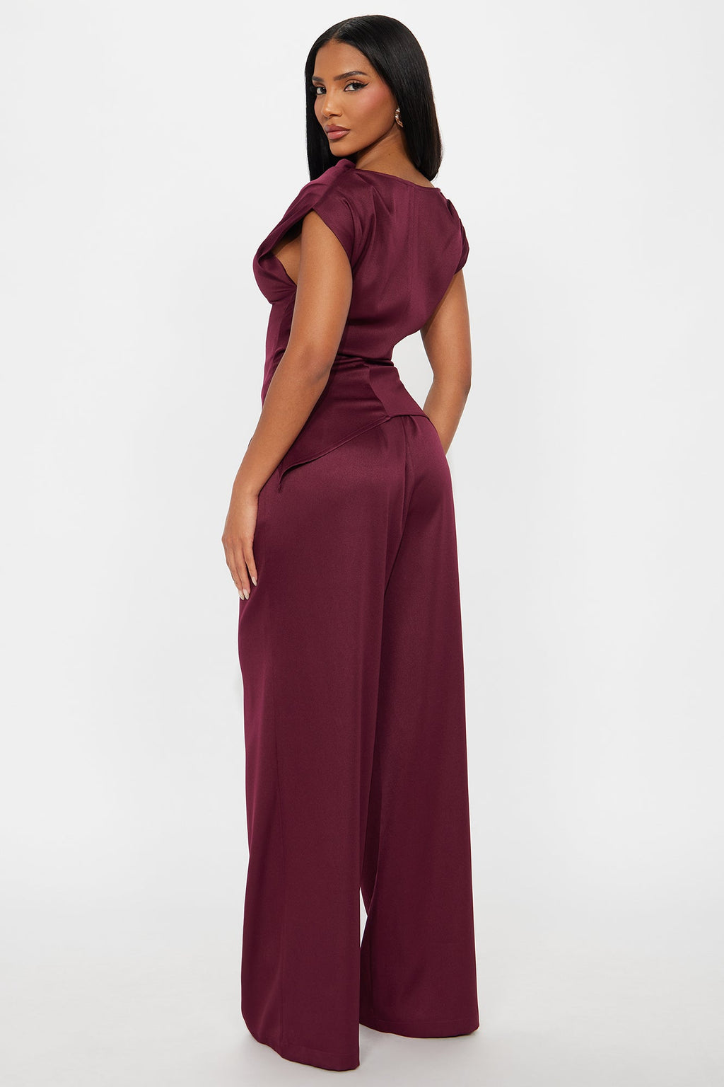 Poised To Perfection Pant Set - Wine