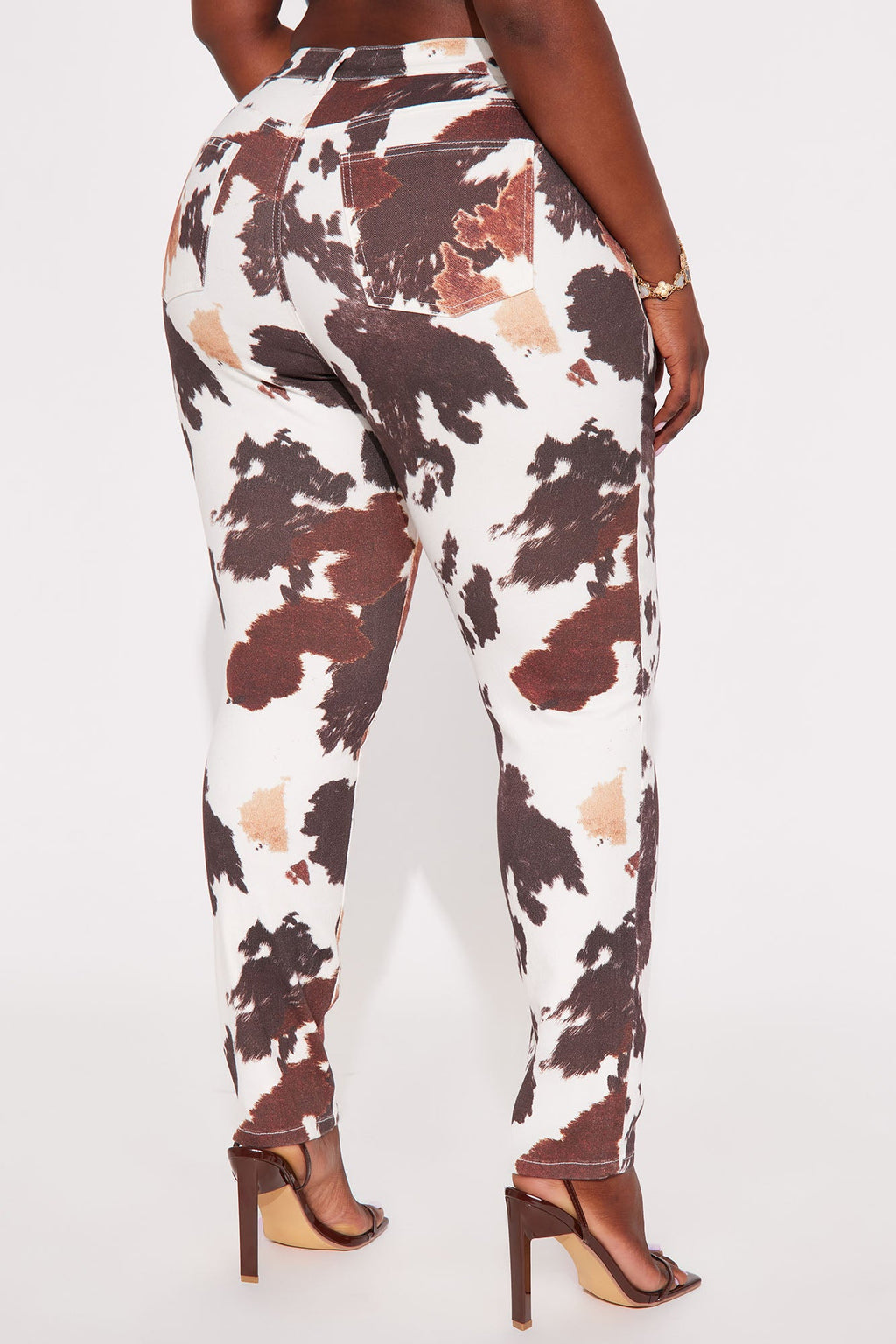 Pick Me Printed Skinny Jeans - Brown/combo