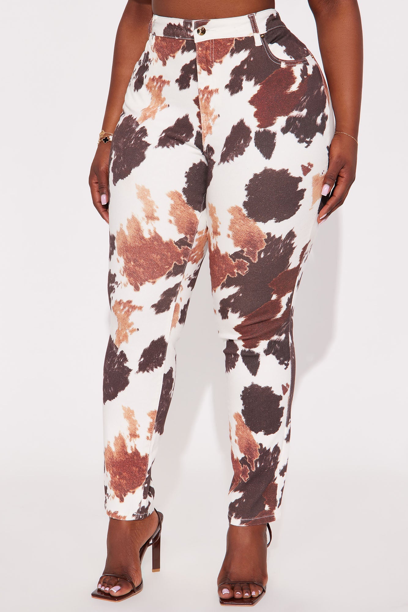 Pick Me Printed Skinny Jeans - Brown/combo