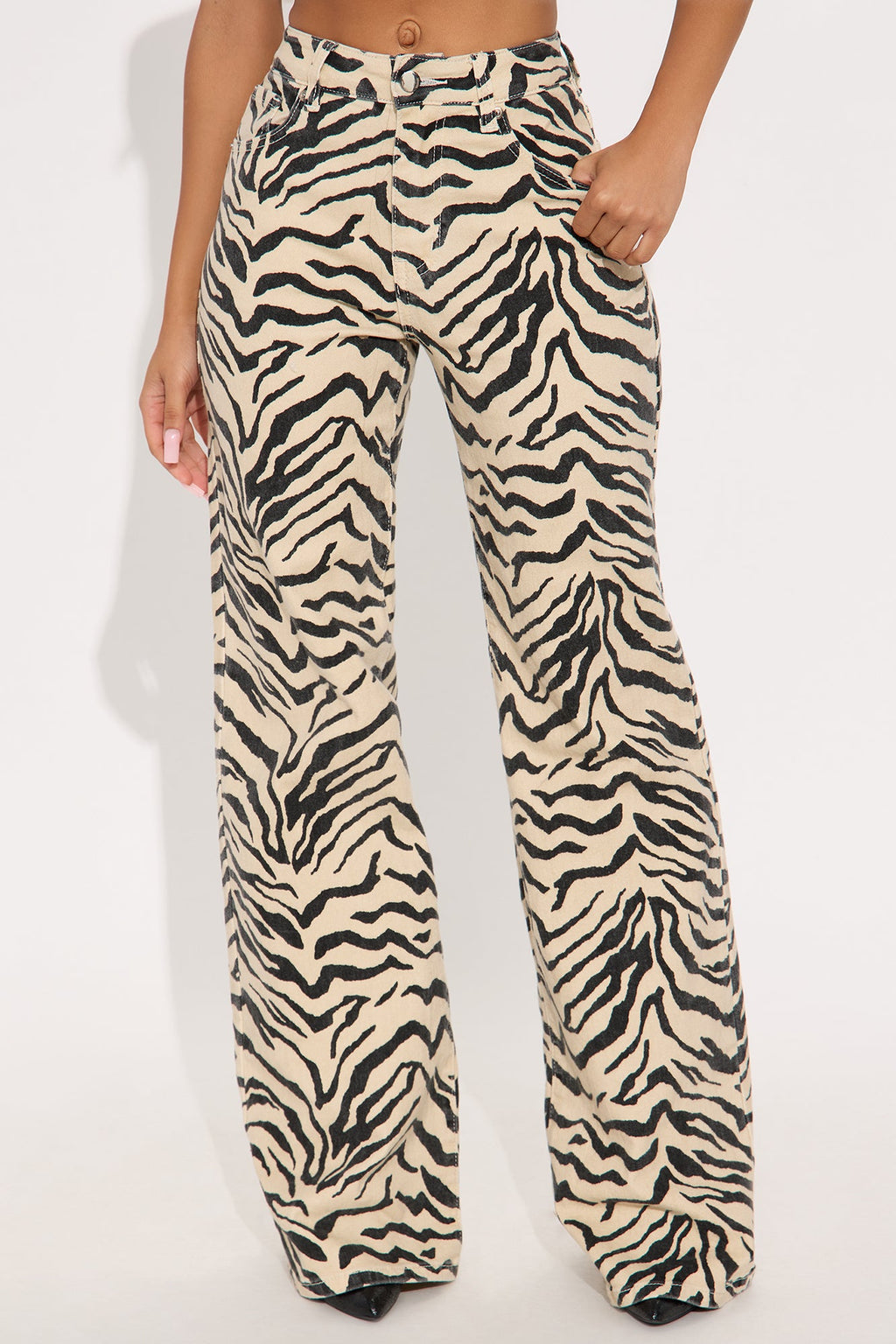 Tall Savanna High Rise Printed Flare Jeans - Cream/combo