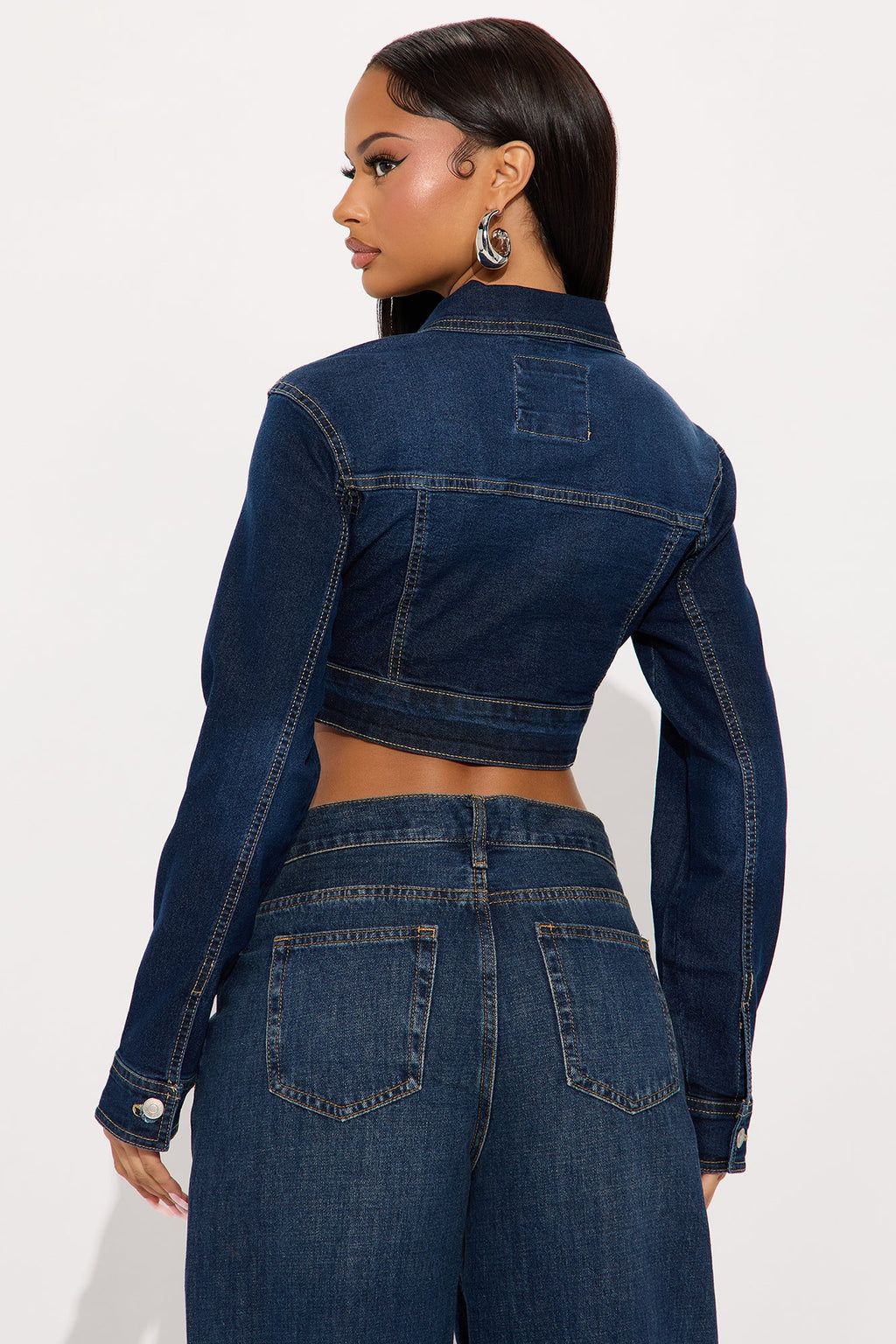 Camila Cropped Denim Trucker Jacket - Dark Wash