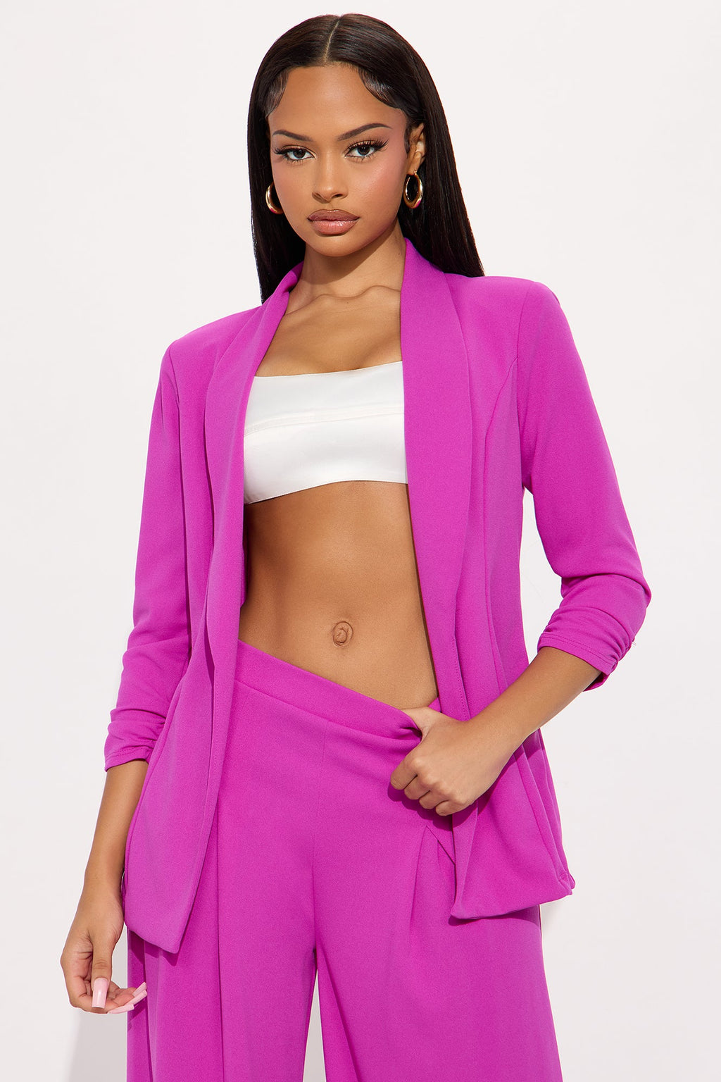 Reaching Goals Blazer Pant Set - Magenta