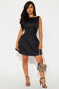 Brynlee Satin Mini Dress - Black