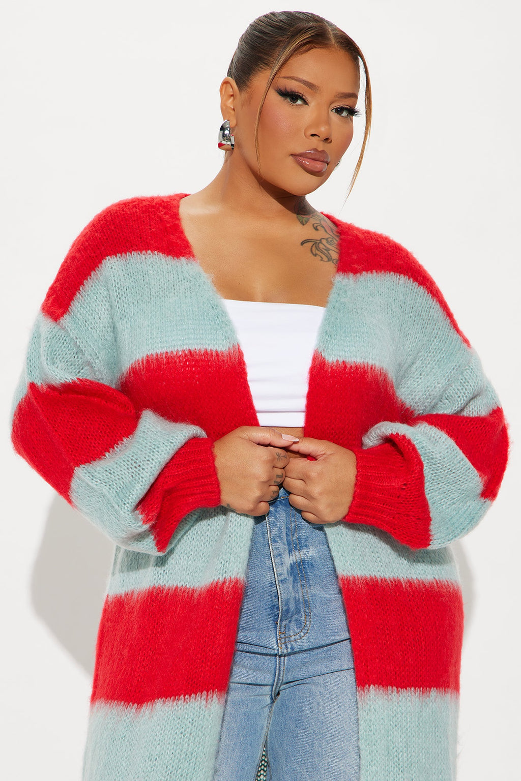 Ocean Blvd Striped Cardigan - Teal/combo