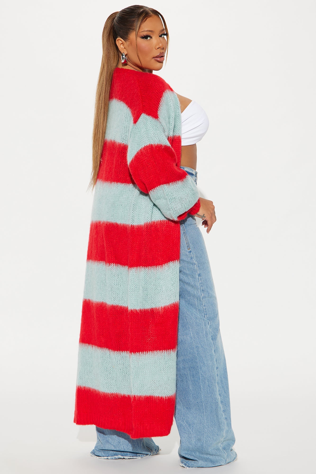 Ocean Blvd Striped Cardigan - Teal/combo