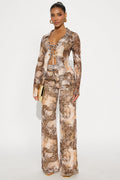 In Your Eyes Animal Print Pant Set - Brown/combo