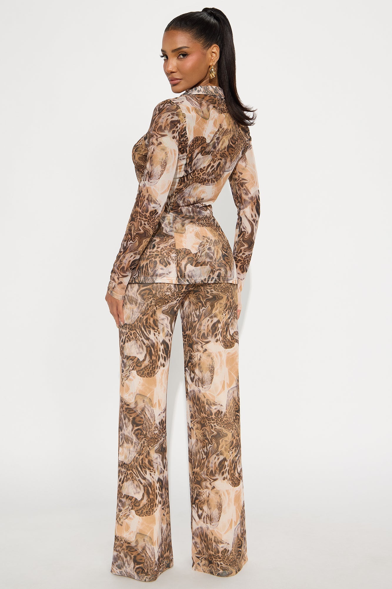 In Your Eyes Animal Print Pant Set - Brown/combo