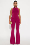 Alana Venezia Halter Top Flare Leg Pant Set - Burgundy