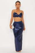 Shine Your Light Sequin Maxi Skirt Set - Navy