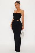 Eva Embellished Mesh Maxi Tube Dress - Black