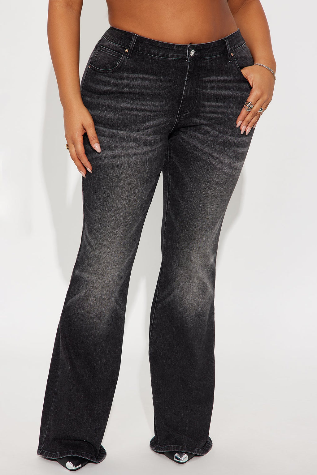 Forever Stretch Low Rise Flare Jeans - Black Wash