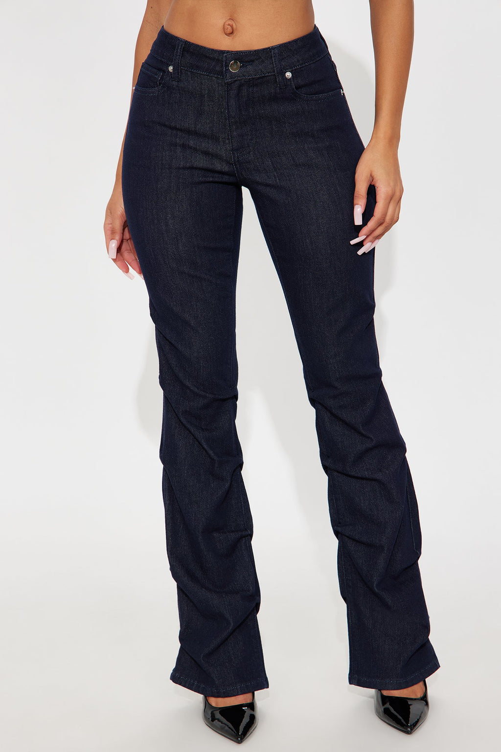 Clocked Out Low Rise Stacked Bootcut Jeans - Dark Wash