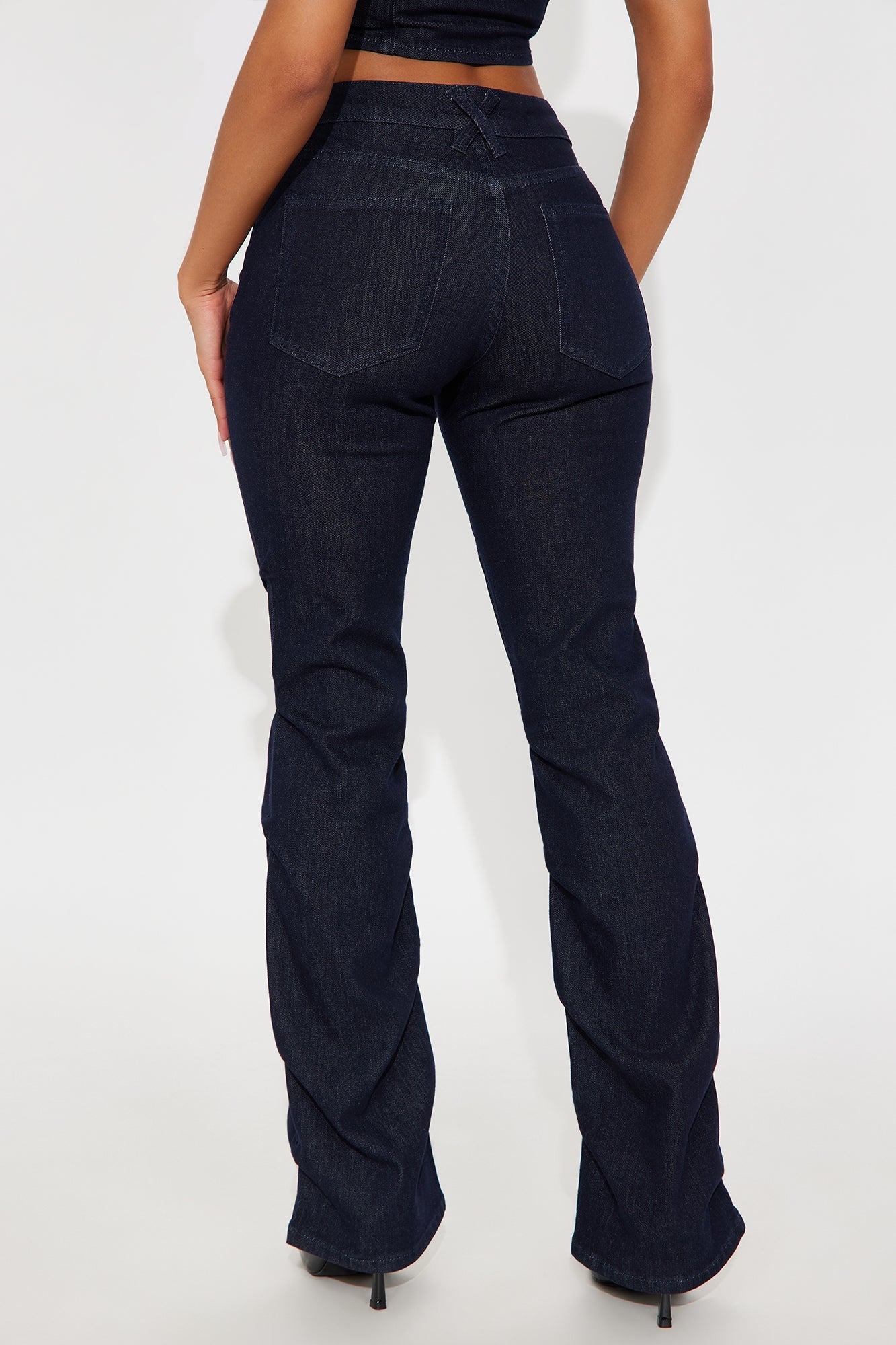 Clocked Out Low Rise Stacked Bootcut Jeans - Dark Wash