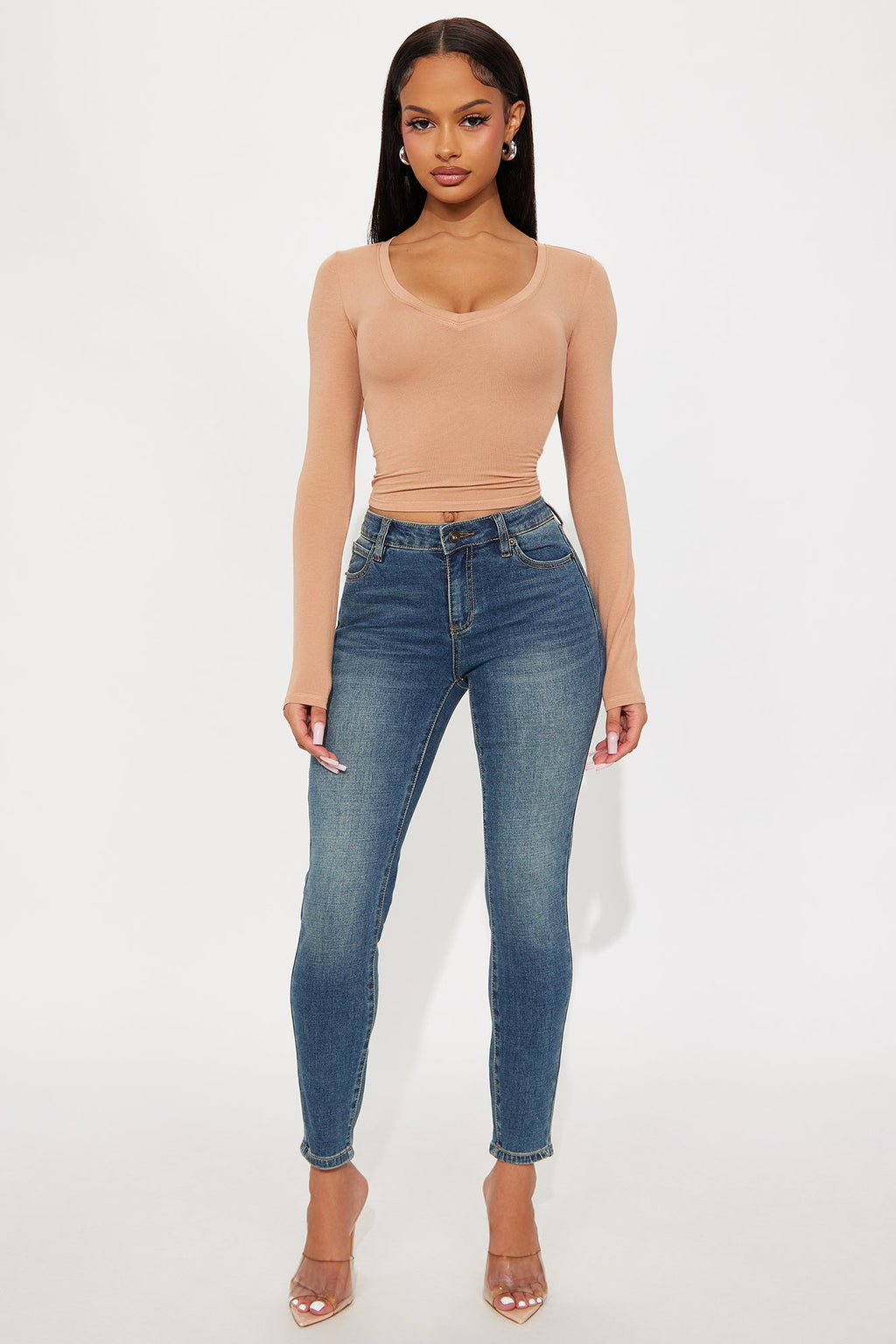 Taking Form Low Rise Skinny Jeans - Dark Wash
