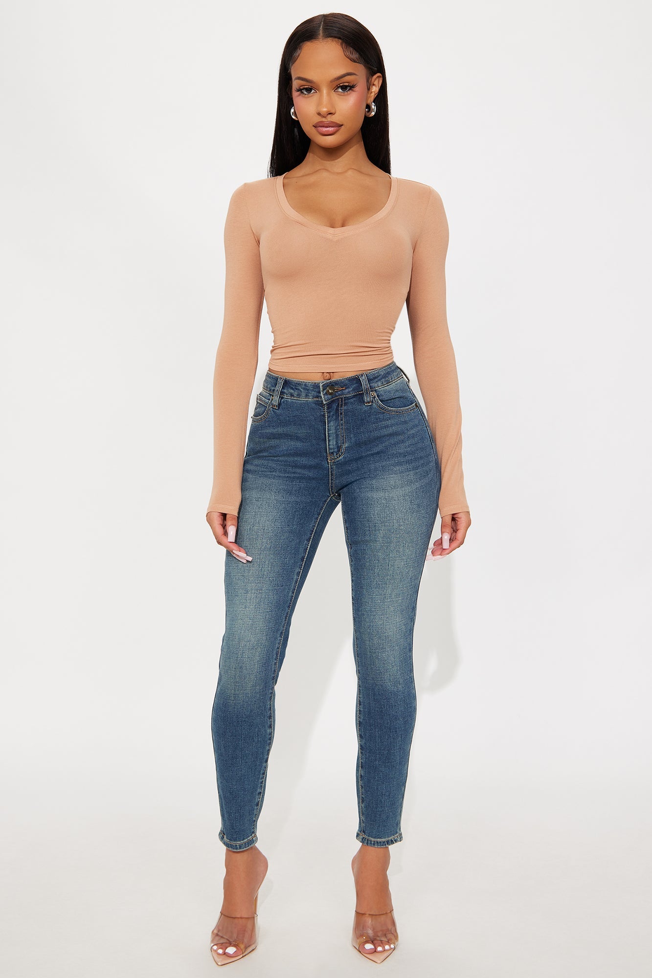 Taking Form Low Rise Skinny Jeans - Dark Wash