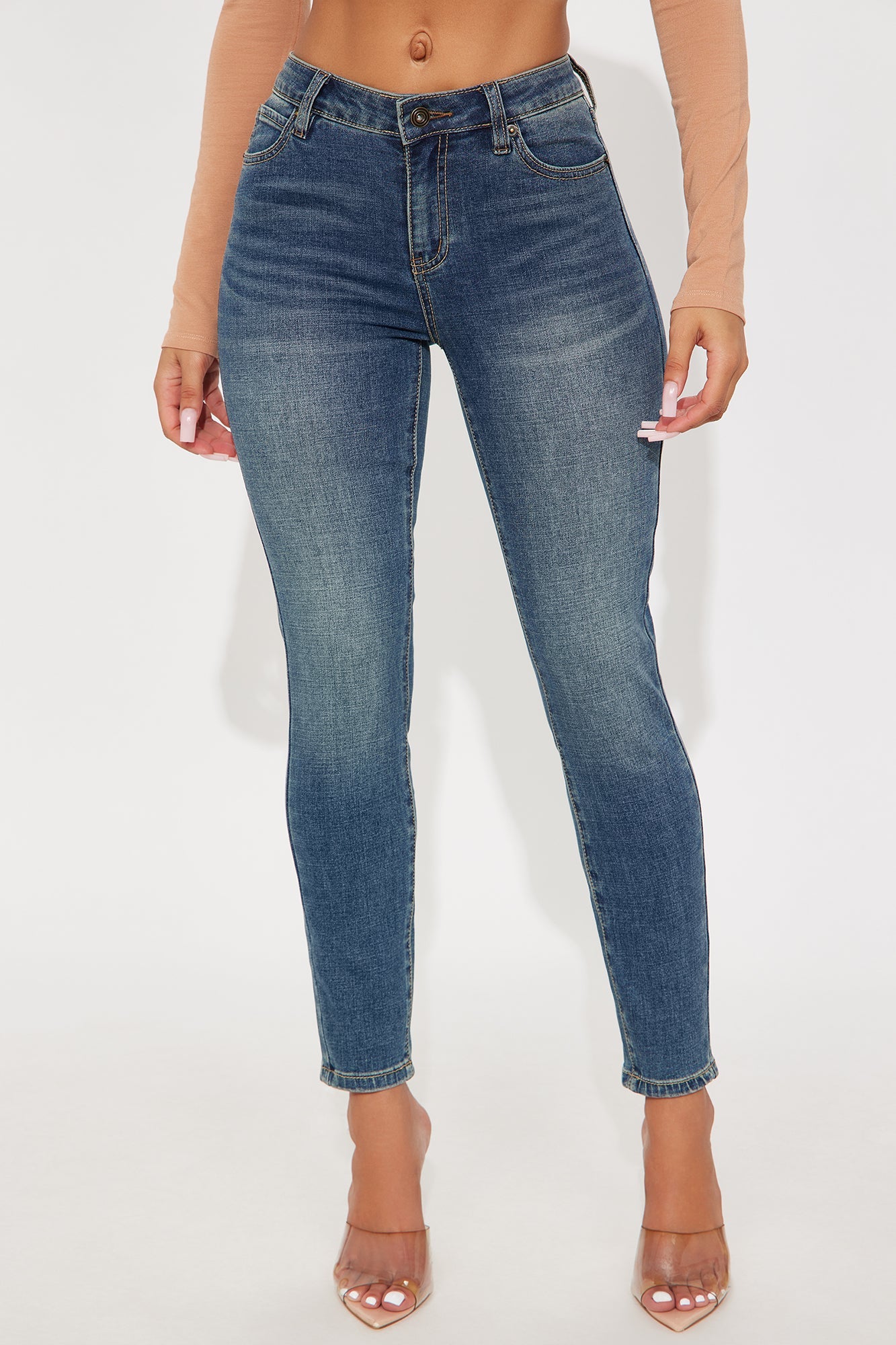 Taking Form Low Rise Skinny Jeans - Dark Wash