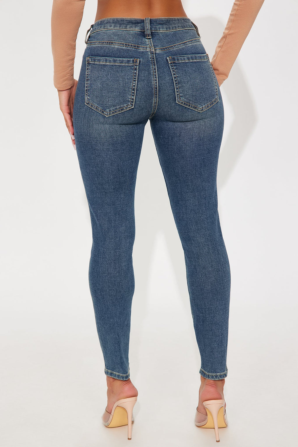 Taking Form Low Rise Skinny Jeans - Dark Wash