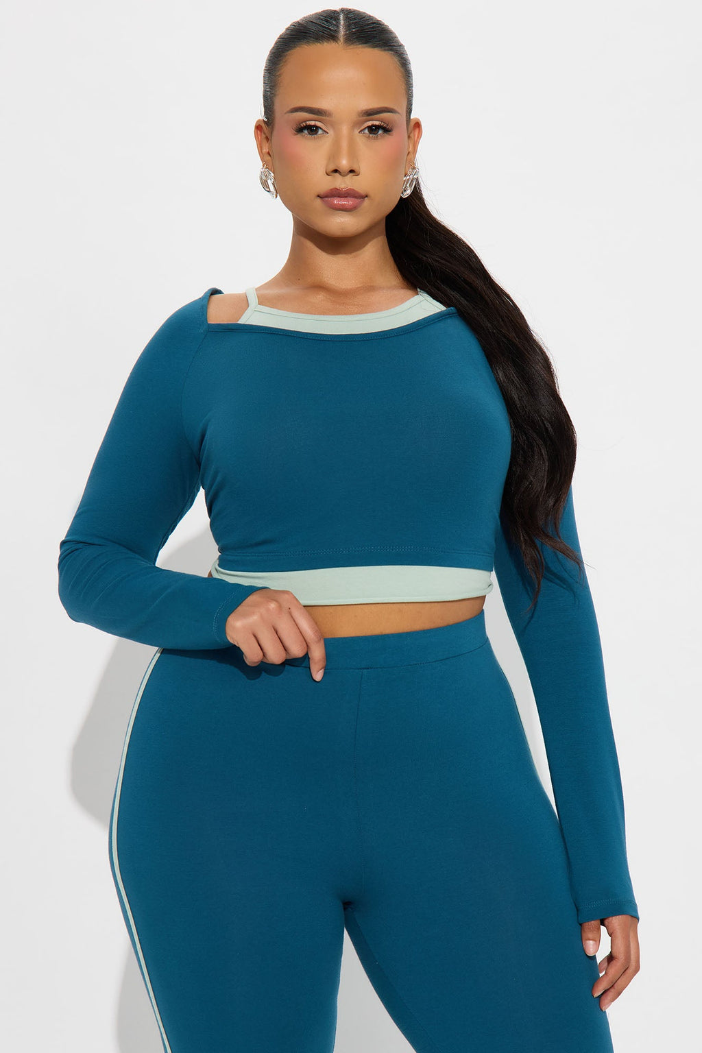 Double Up Pant Set - Teal/combo