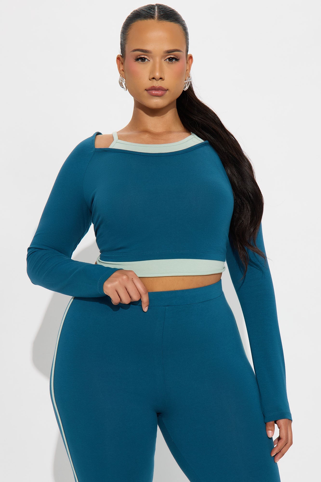 Double Up Pant Set - Teal/combo