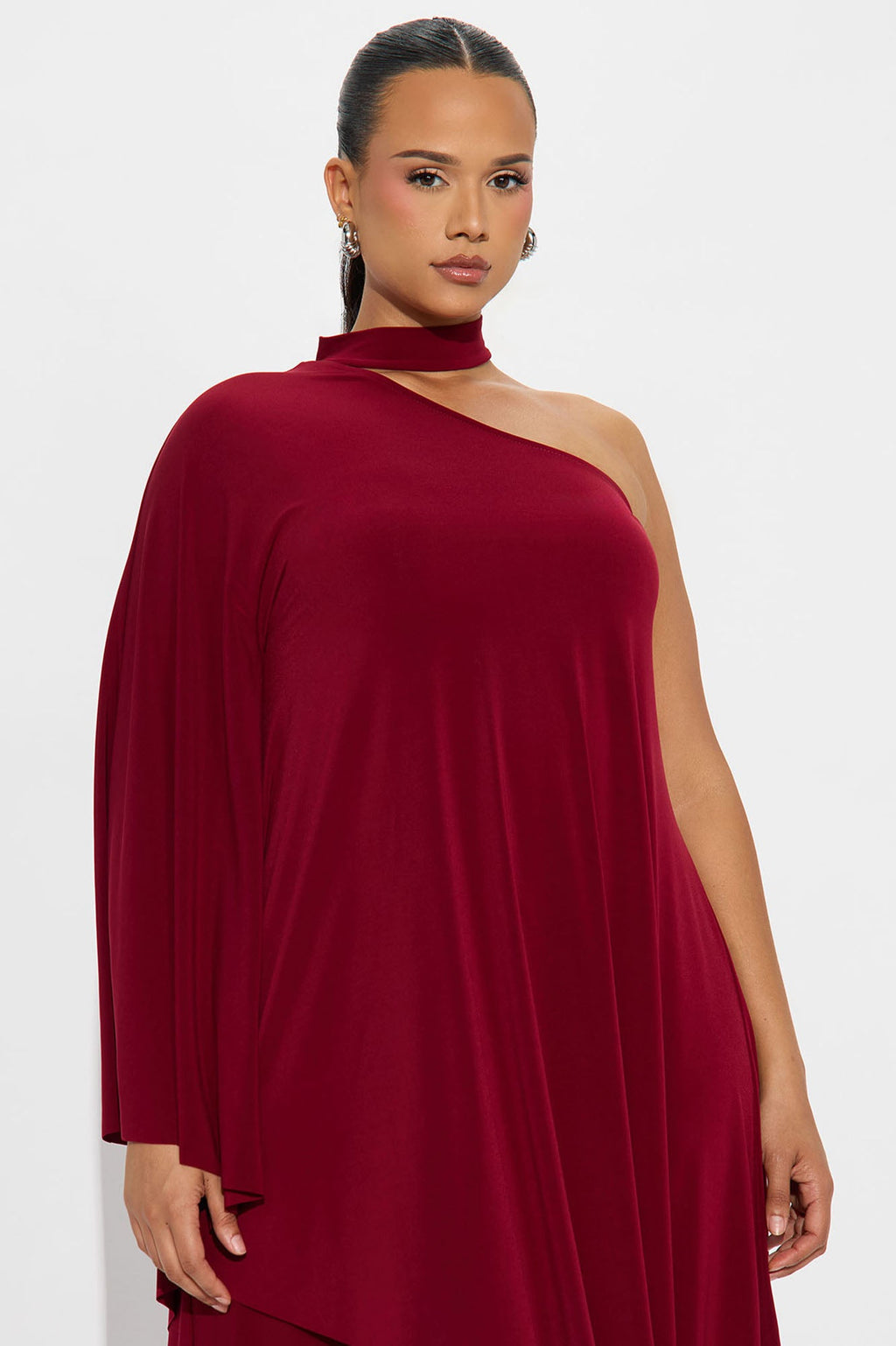 Draped Devotion One Shoulder Pant Set  - Burgundy