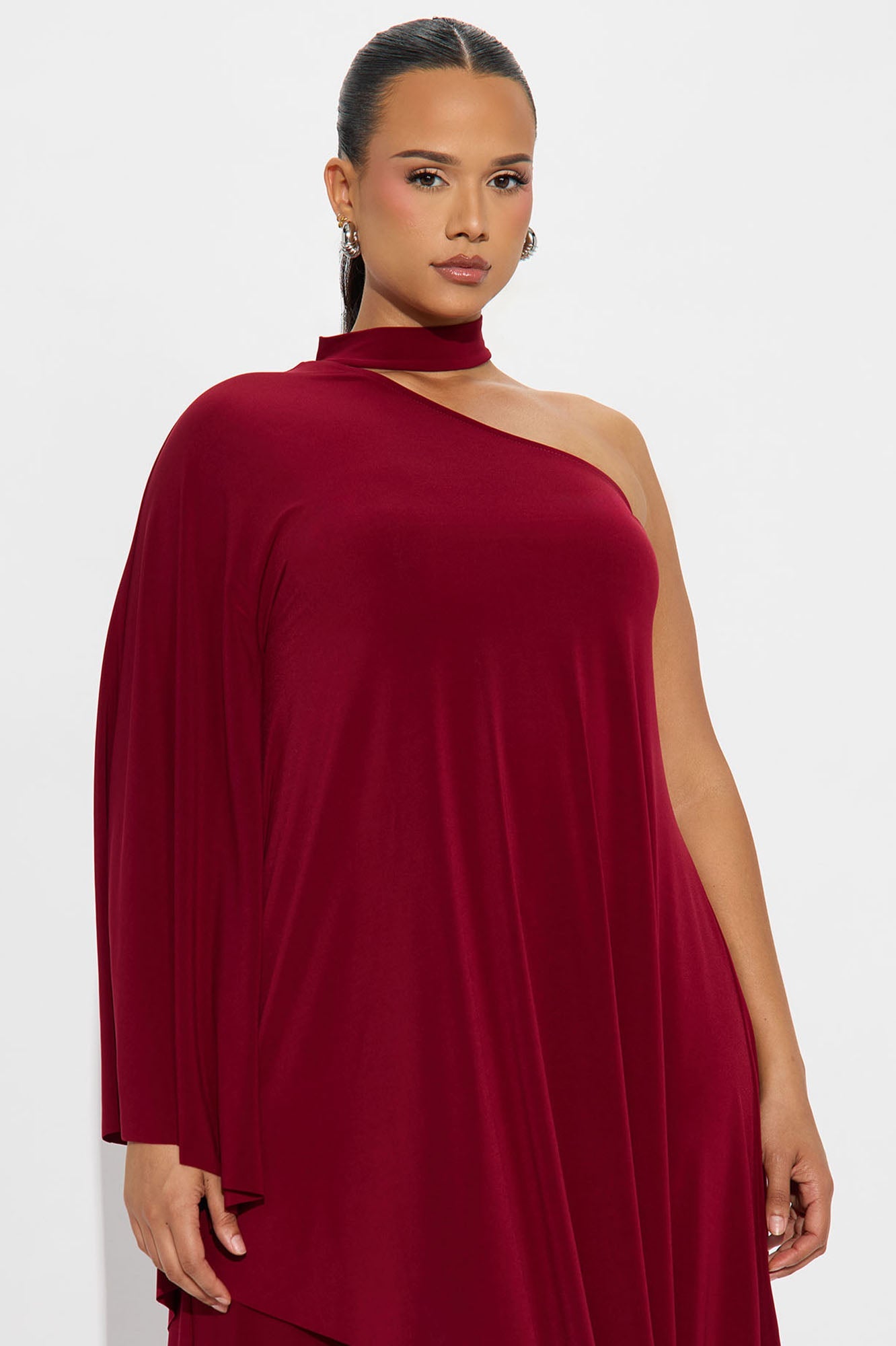 Draped Devotion One Shoulder Pant Set  - Burgundy