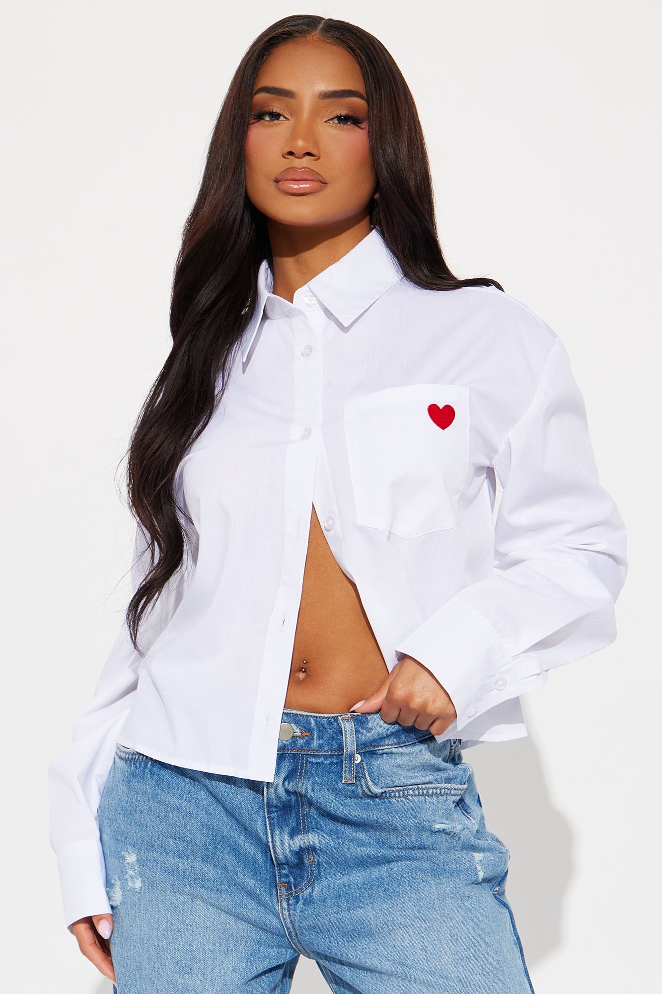 I Heart You Poplin Shirt - White