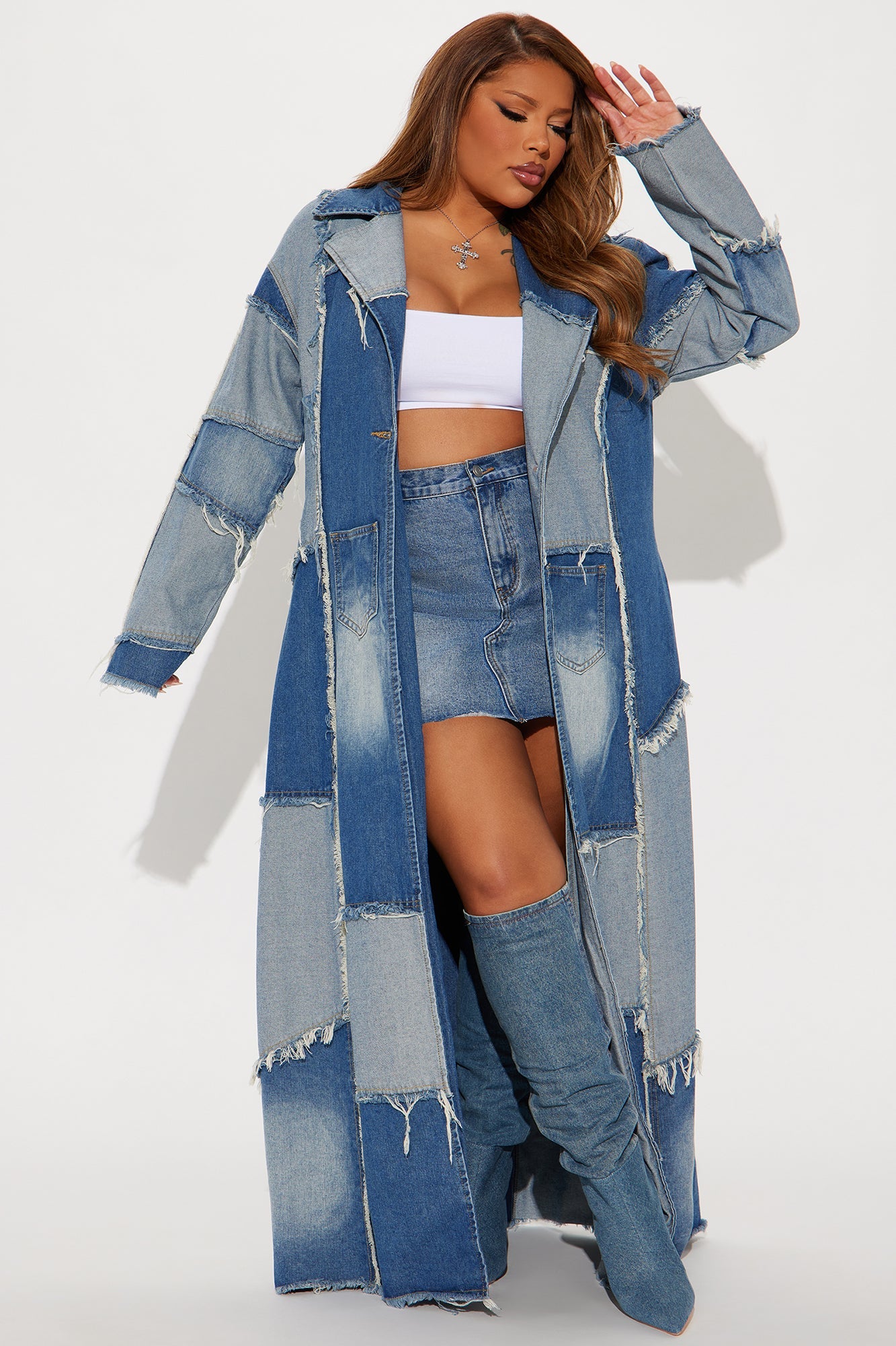 Don't Talk Loud Denim Trench Coat - Vintage Wash