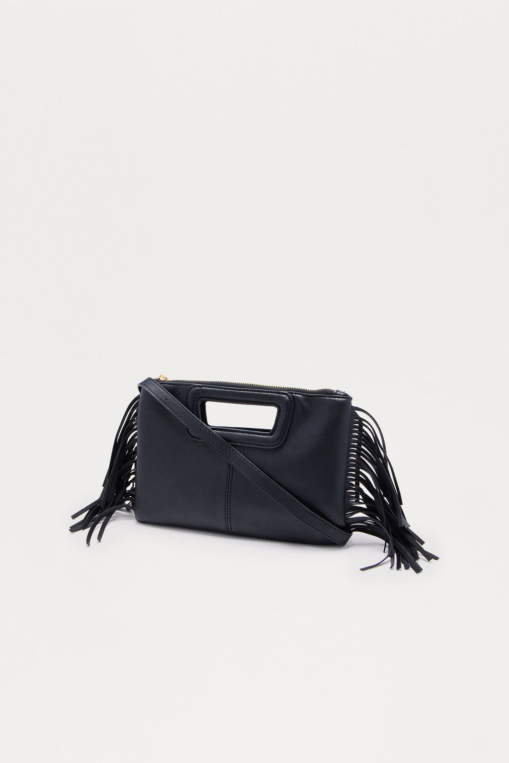 Pretty And Wild Faux Leather Fringe Clutch  - Black