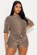 Alexis Cozy Animal Print Short Set - Brown