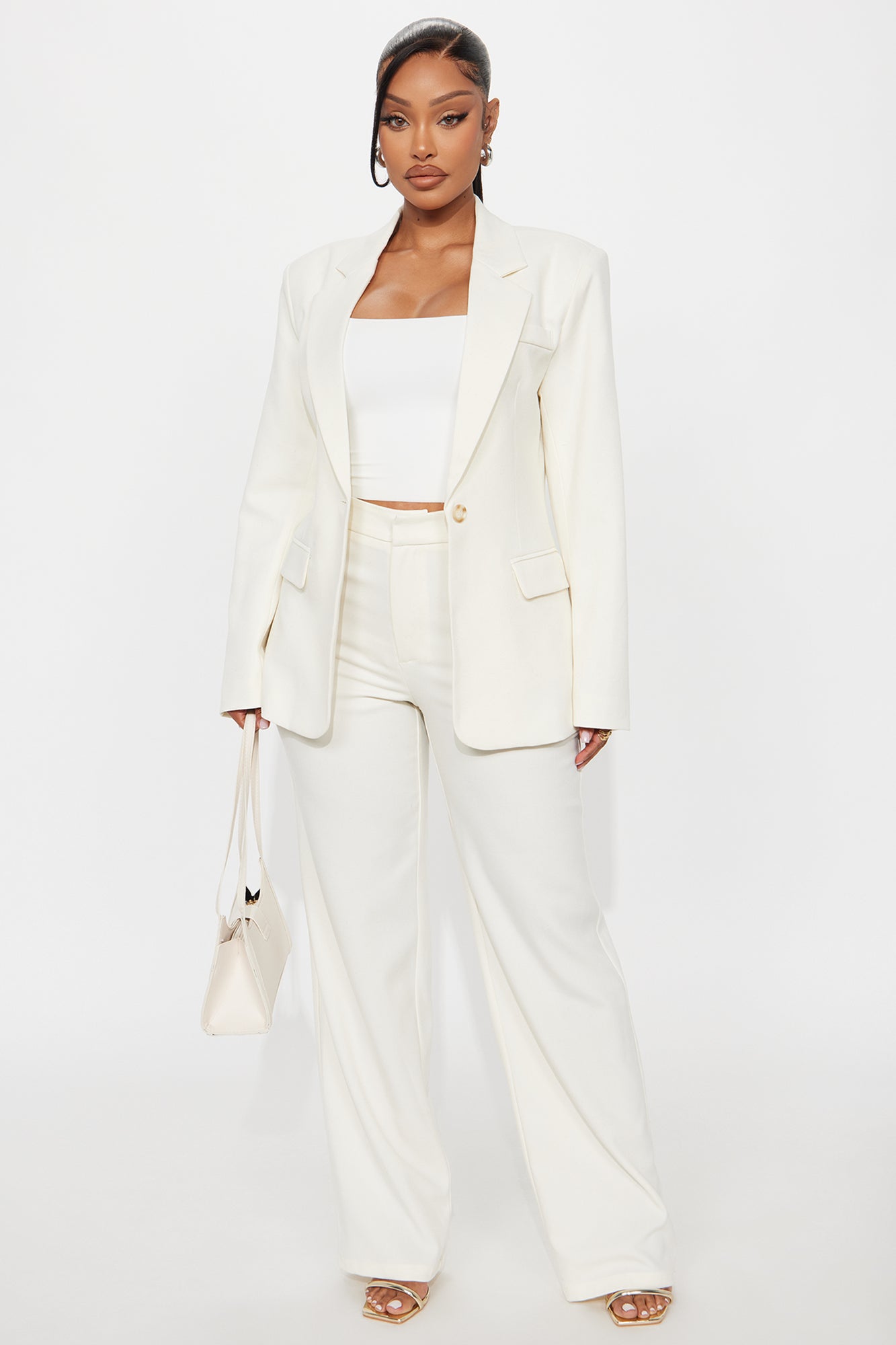 Alexandra Structured Twill Blazer - Ivory