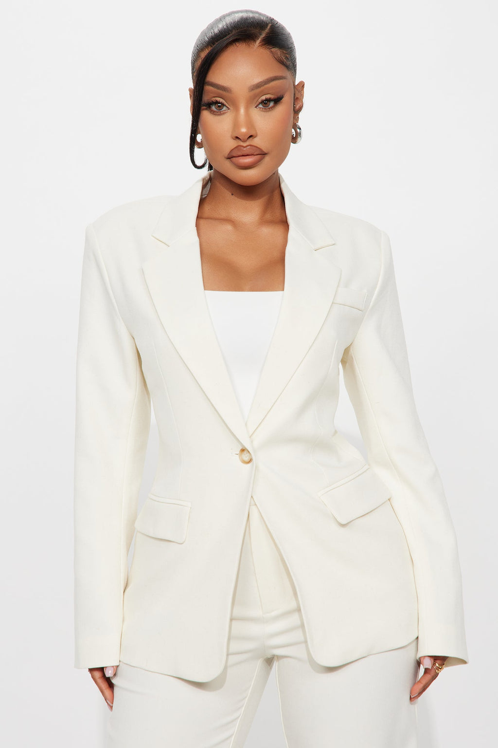 Alexandra Structured Twill Blazer - Ivory