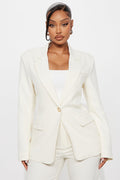 Alexandra Structured Twill Blazer - Ivory