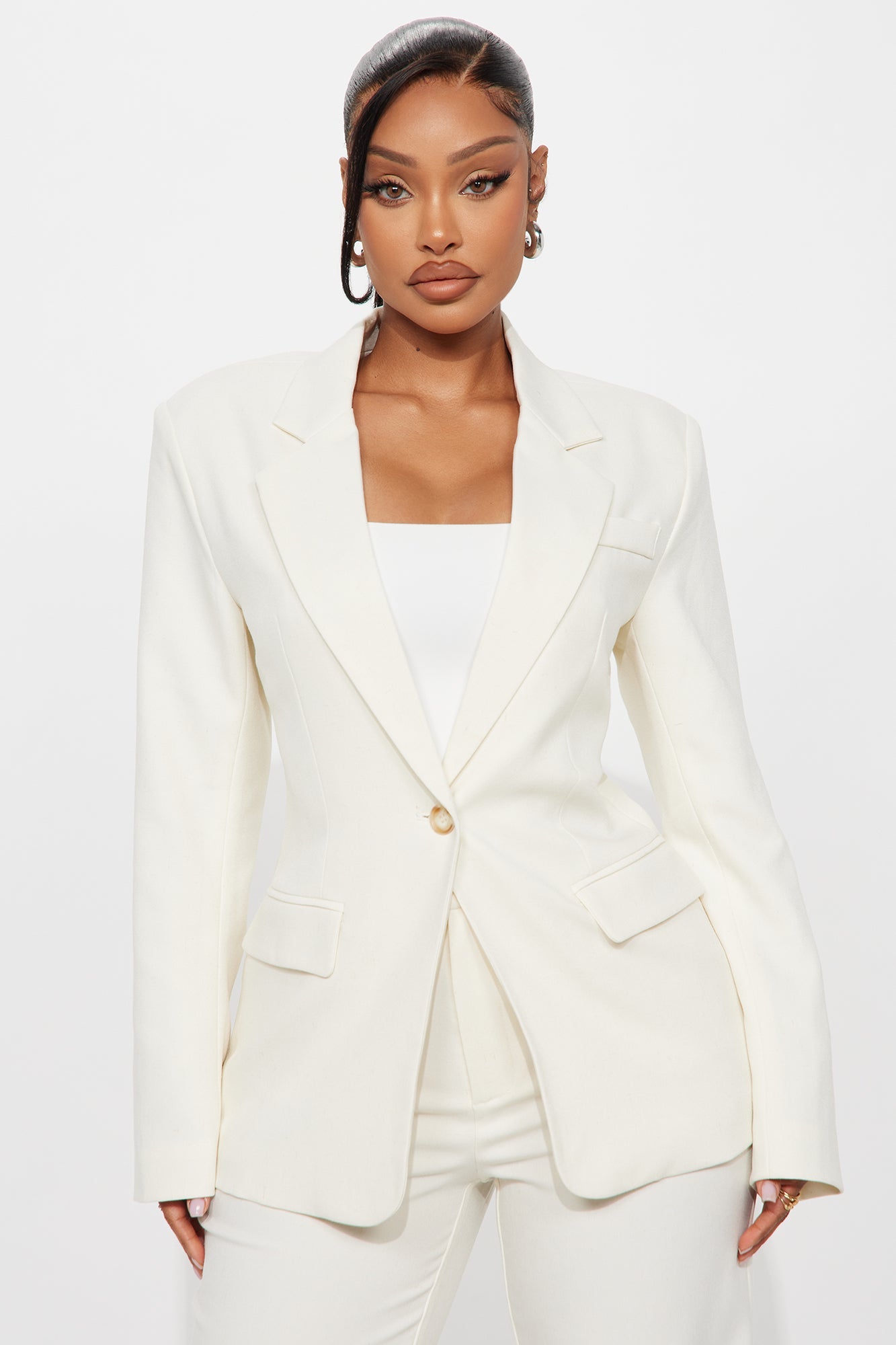 Alexandra Structured Twill Blazer - Ivory