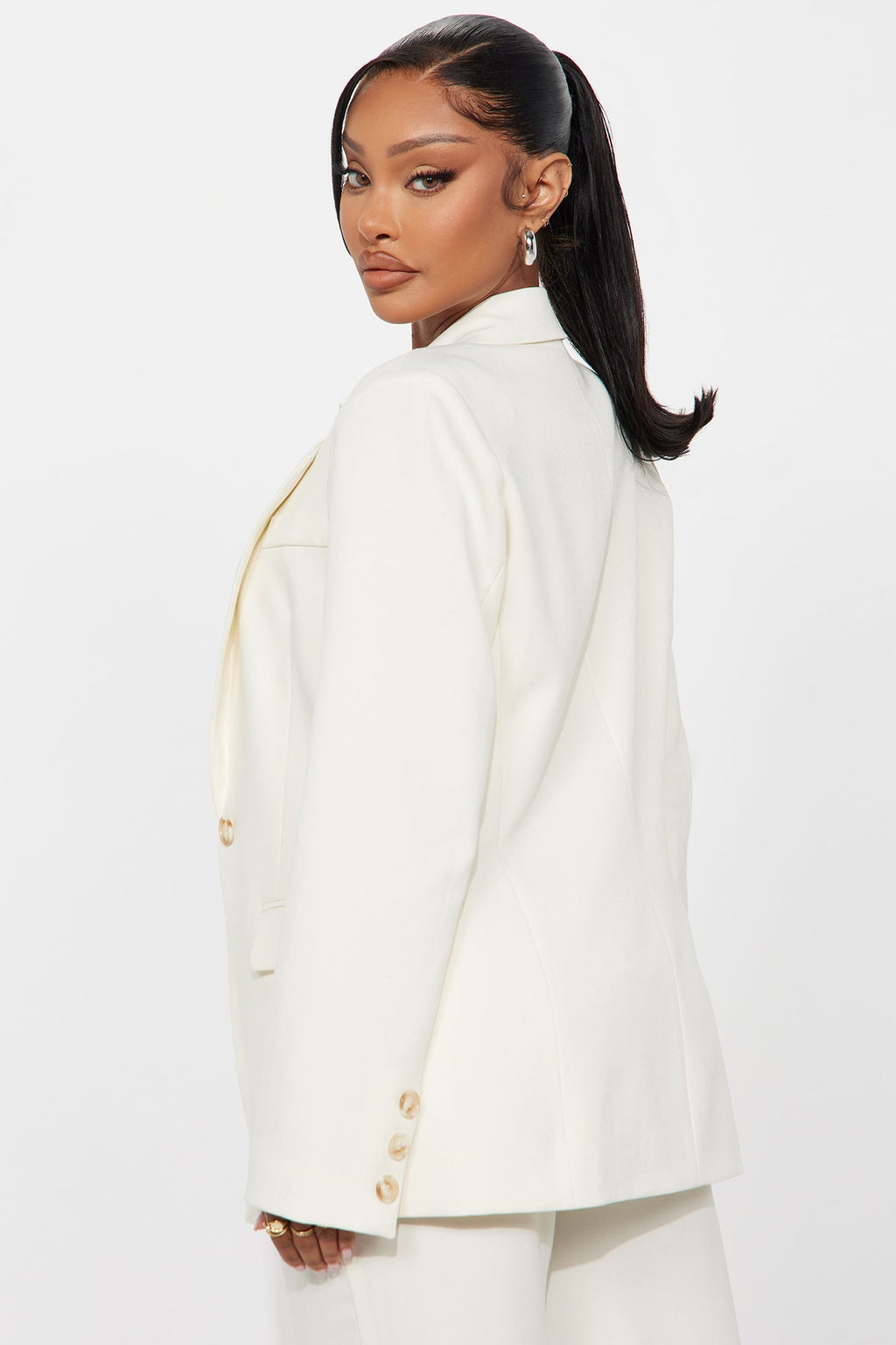Alexandra Structured Twill Blazer - Ivory
