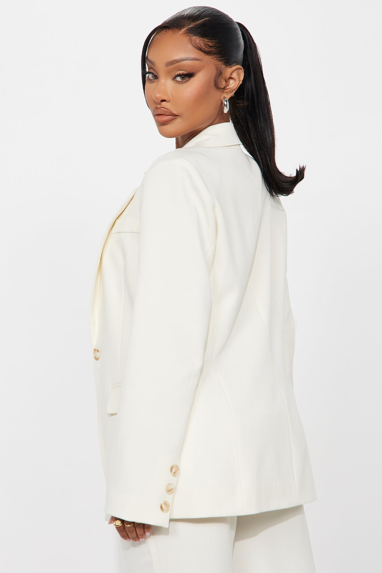 Alexandra Structured Twill Blazer - Ivory