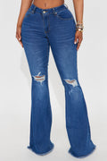 Vision Quest Bell Bottom Jeans - Medium Blue Wash