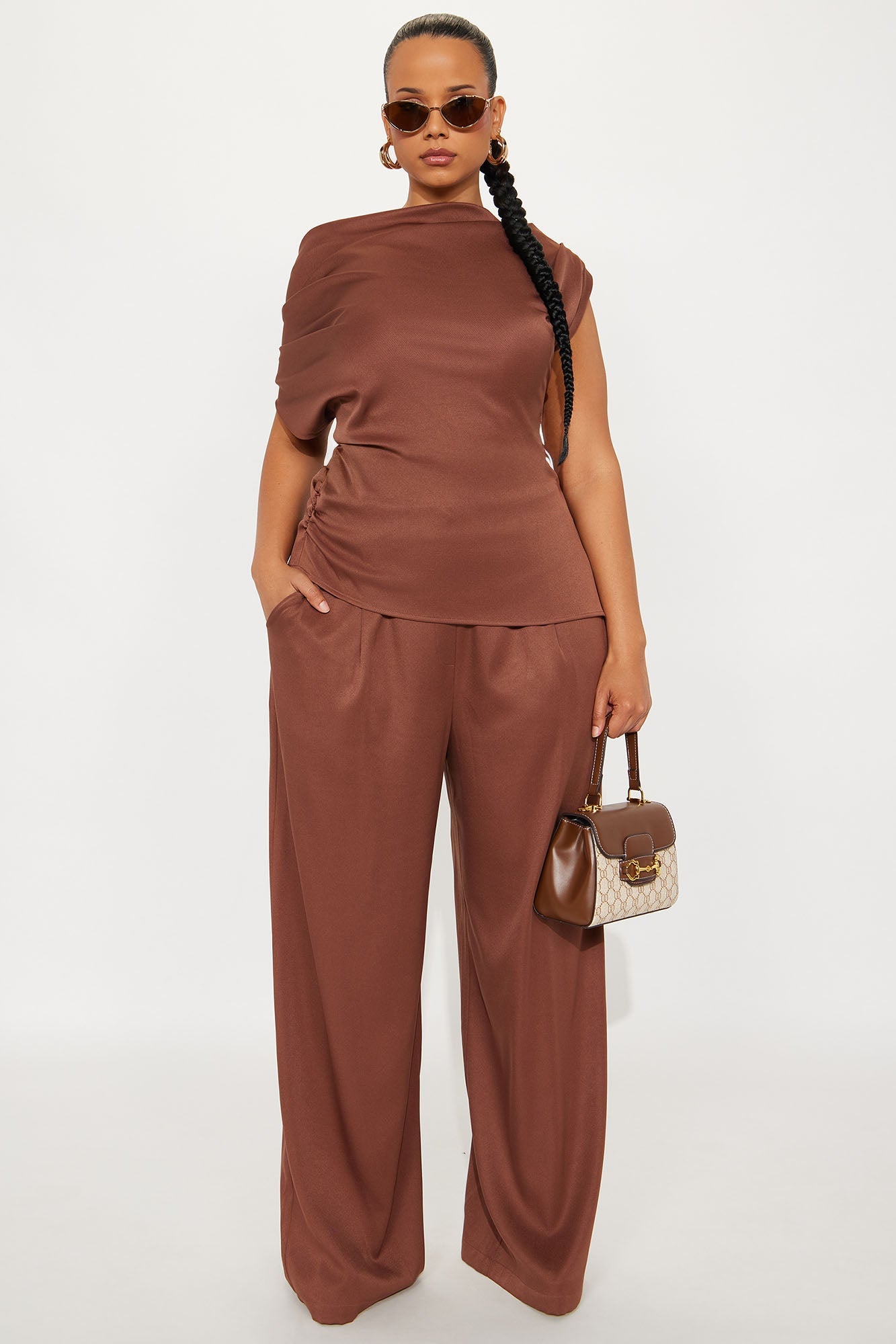 Poised To Perfection Pant Set - Chocolate
