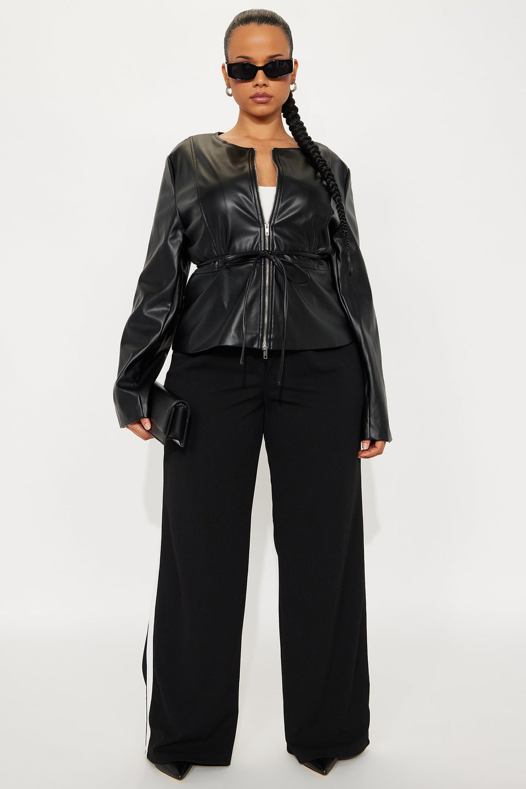 Too Fierce Faux Leather Peplum Jacket - Black