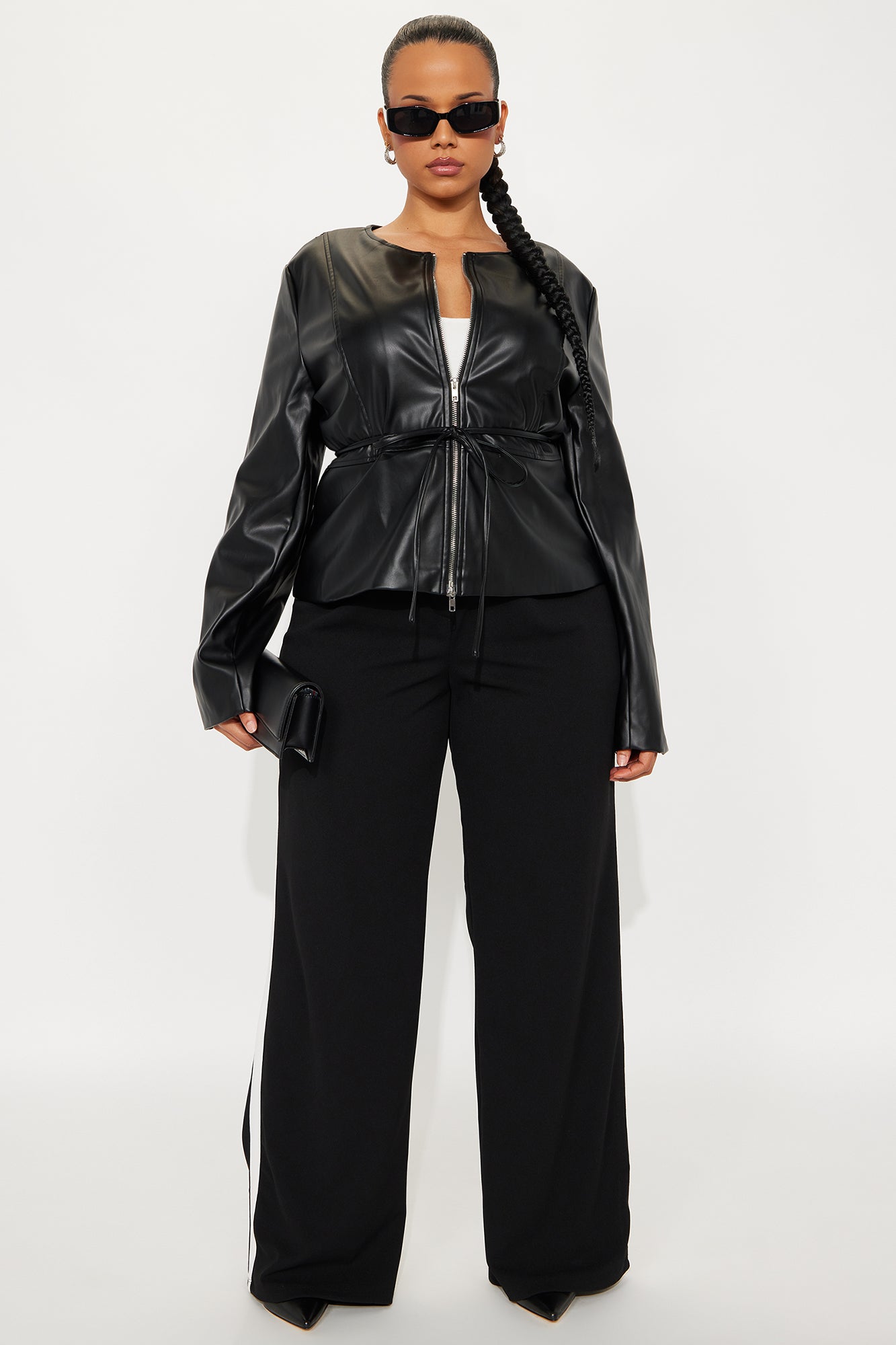 Too Fierce Faux Leather Peplum Jacket - Black