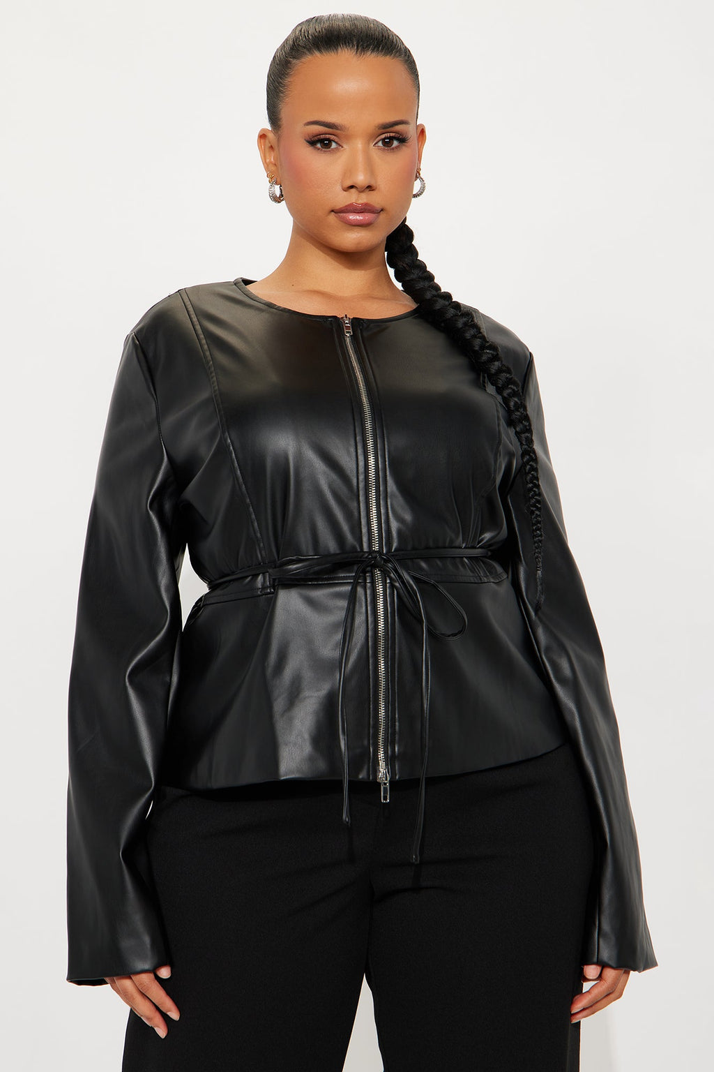 Too Fierce Faux Leather Peplum Jacket - Black