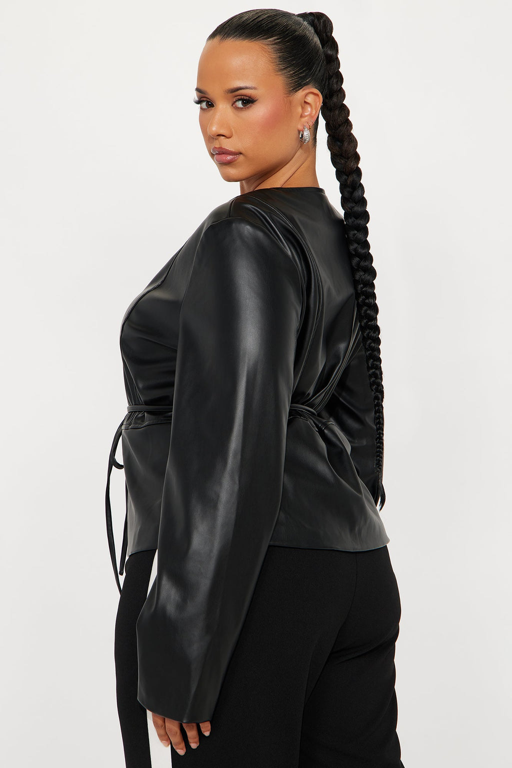 Too Fierce Faux Leather Peplum Jacket - Black