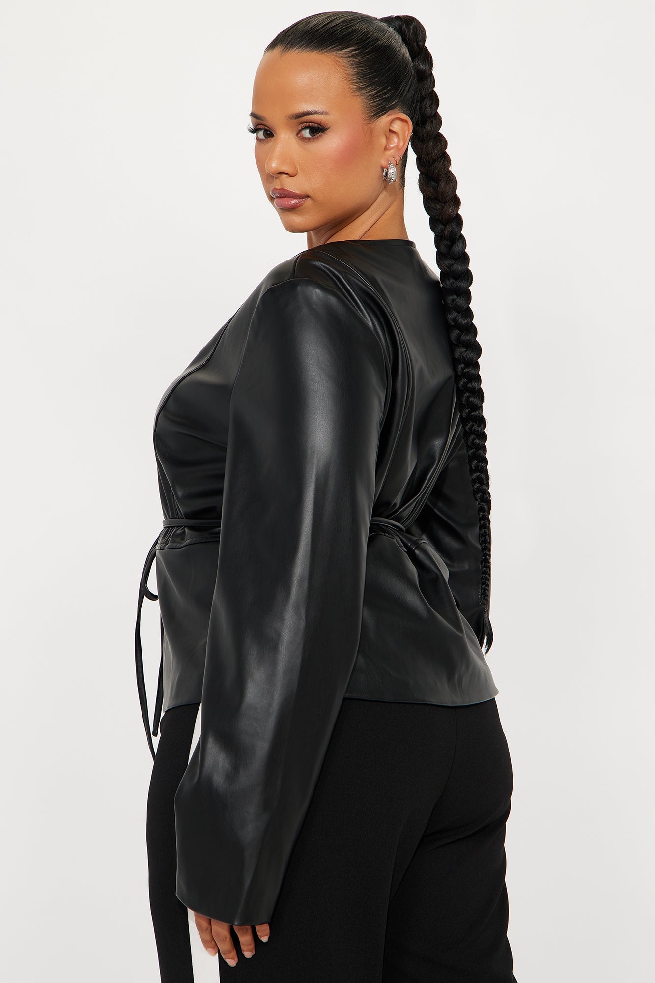 Too Fierce Faux Leather Peplum Jacket - Black