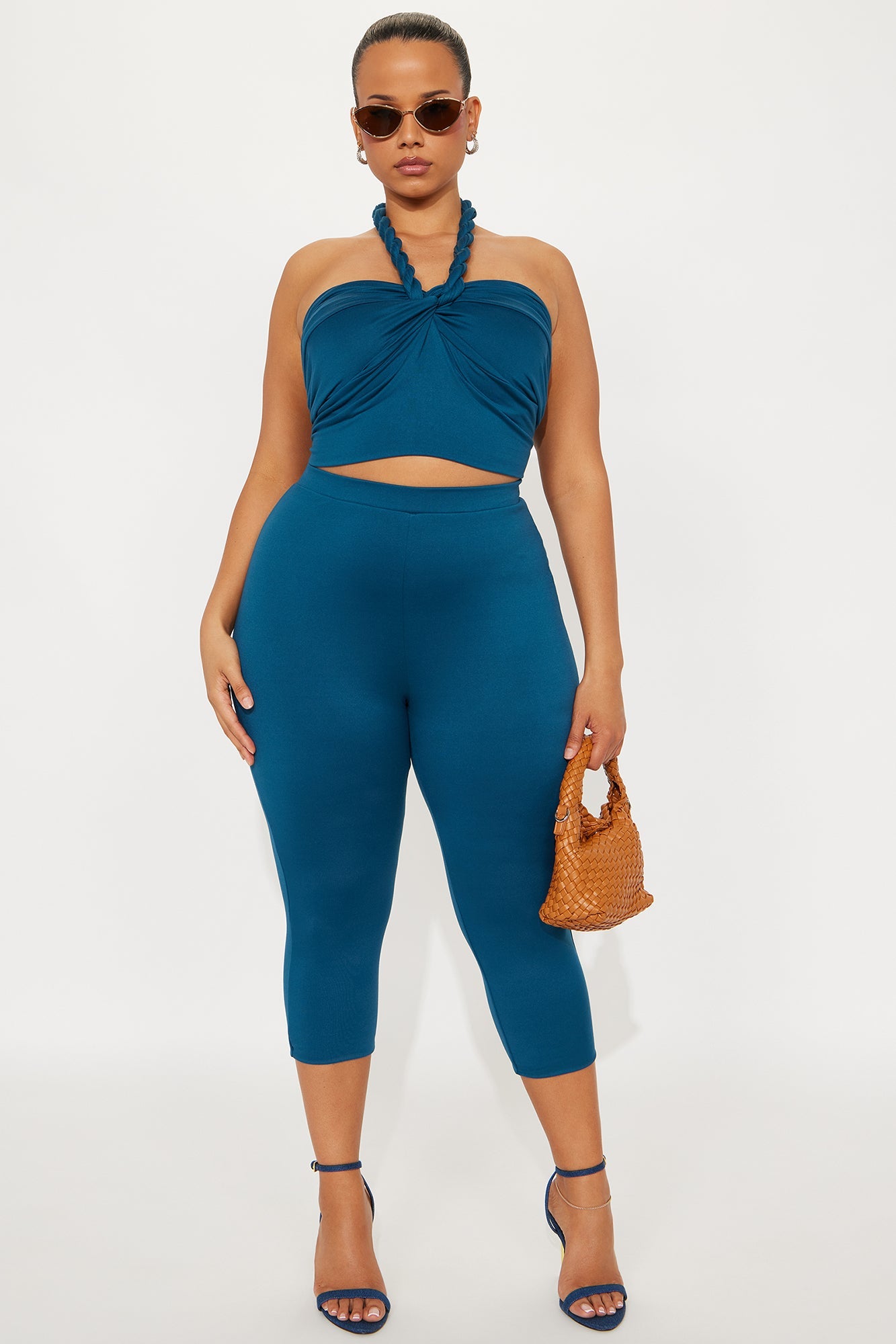 Heatwave Hottie Halter Capri Set - Teal