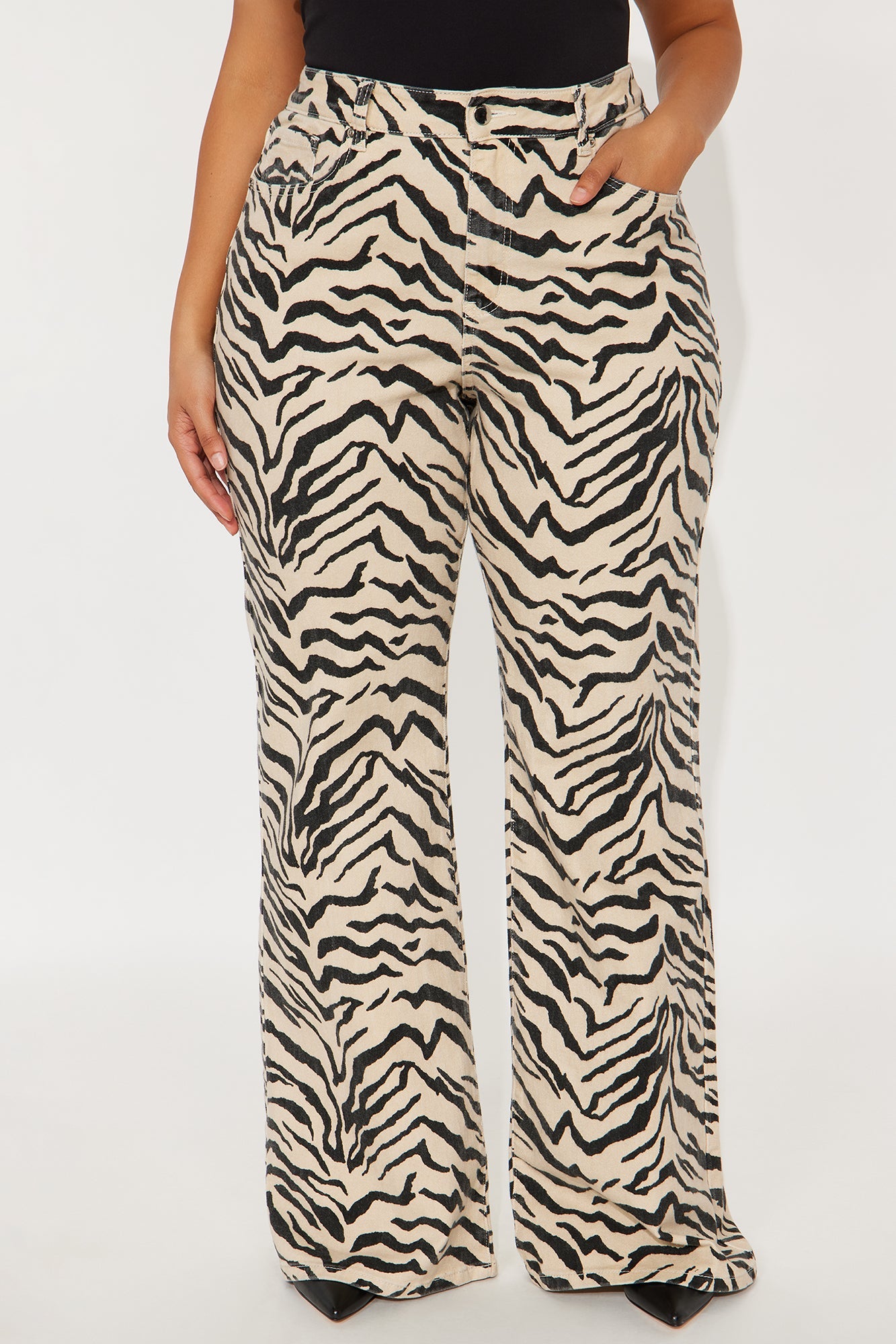 Tall Savanna High Rise Printed Flare Jeans - Cream/combo